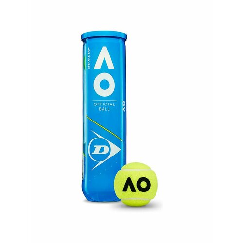 теннисные мячи dunlop australian open x4 Мяч теннисный DUNLOP Australian Open, 601355, одобр. ITF, фетр, нат. резина. уп.4 шт, желтый