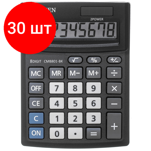 Комплект 30 штук, Калькулятор настольный компактный CITIZEN BusinessL CMB801-BK 8раз. Черн