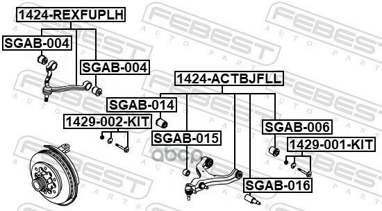 Рычаг передний нижний L SSANG YONG REXTON 2001-2013 FEBEST 1424-ACTBJFLL Febest арт. 1424-ACTBJFLL