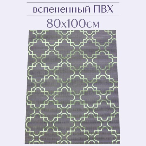 Напольный коврик для ванной из вспененного ПВХ 80x100 см, лиловый/белый, с рисунком