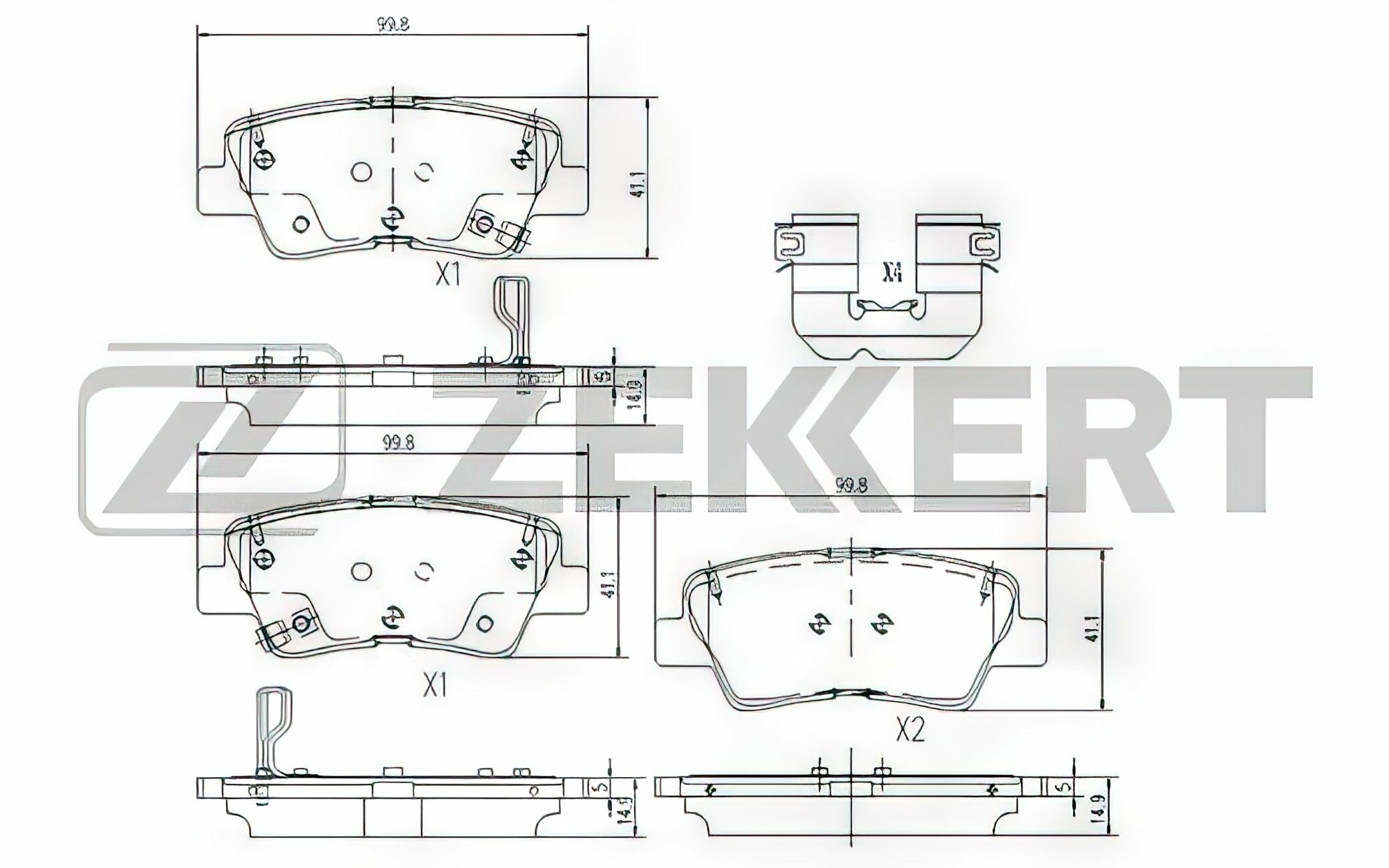 Комплект тормозных колодок ZEKKERT bs1188 для Hyundai Solaris; Kia Rio IV