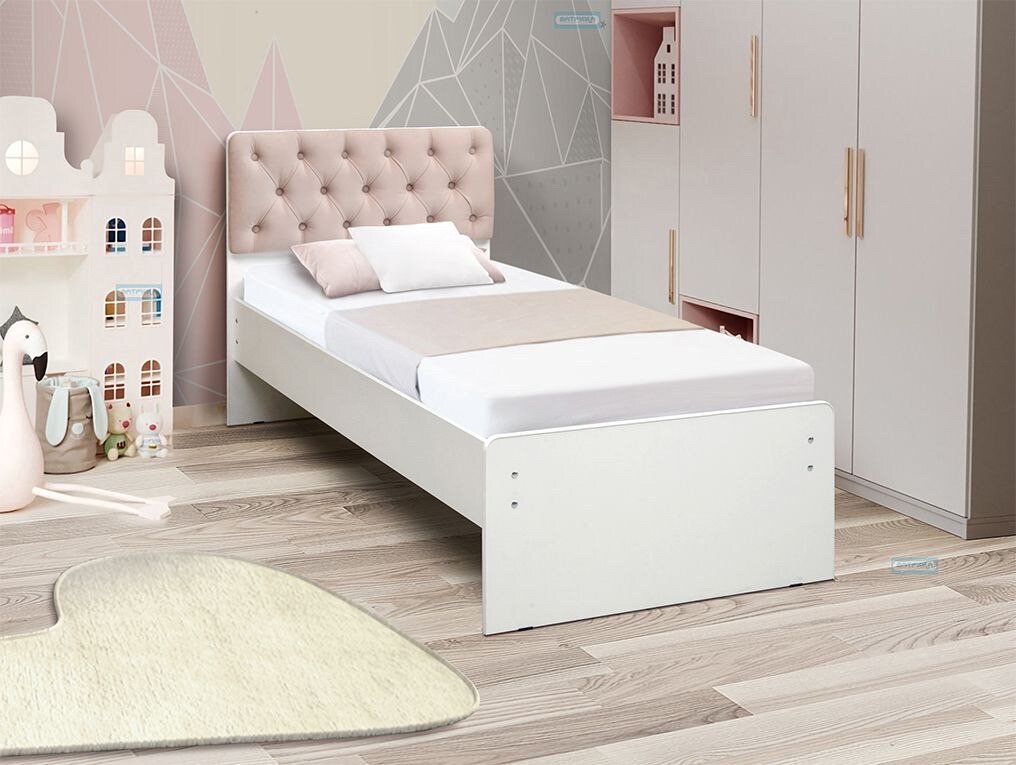 Matrix кровать с мягким изголовьем Полина, 80х190см, цвет розовый, без ящиков