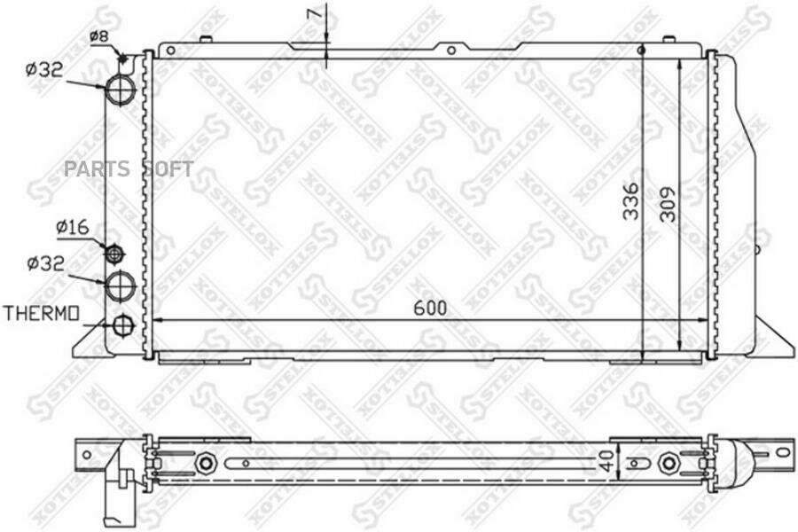 STELLOX 1025020SX 10-25020-SX_радиатор системы охлаждения!\ Audi 80 1.6-1.9D 86-91