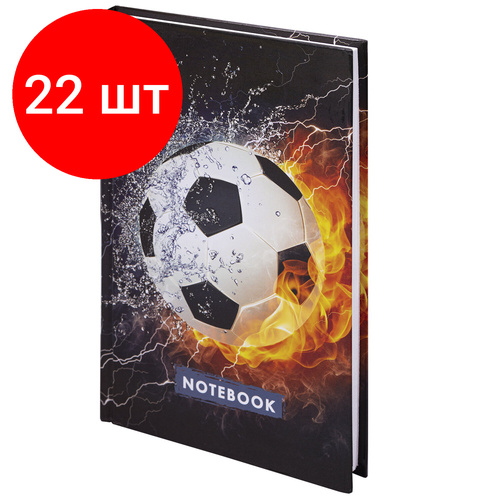 Комплект 22 шт, Блокнот А5 (134х206 мм), 80 л, твёрдый, клетка, BRAUBERG KIDS, Футбол, 114419