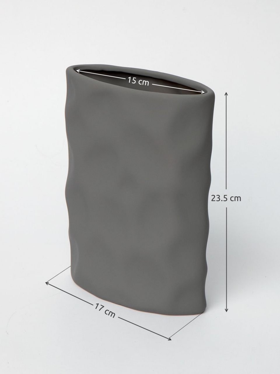 Ваза ISMAT VM-903LG, матовая, настольная, 25x9 см, черная, серая