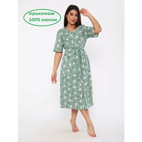 фото Халат парустекс, размер 50, зеленый, бежевый