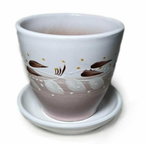 Кашпо Ваниль v 04 л с поддоном керам глазурь формы тюльпан h 11 см d 11 см