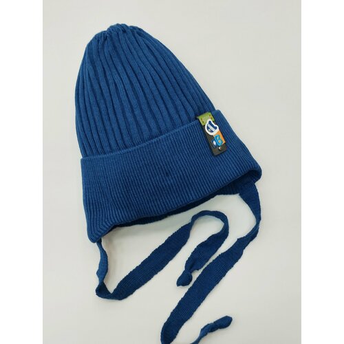 фото Шапка мой ангелок на завязках, демисезонная, размер 2-3 года, 48-50, синий