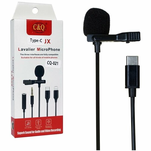 Микрофон петличный CQ021 Type-c - черный 61000₽