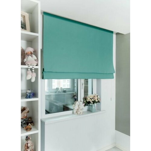 Римские шторы блэкаут на окна для комнаты Моя Штора ширина 140 см x высота 140см Бирюзовый 8723₽