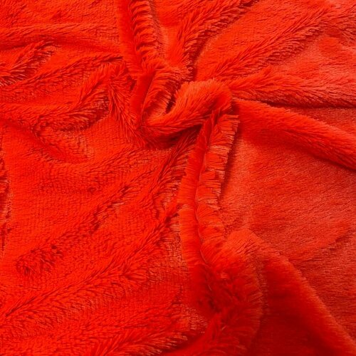 Искусственный мех длинноворсовый для производства игрушек, ростовых кукол и домашнего текстиля -травка, плотность 280 гр/м. кв, высота ворса 18 мм, размер 150х50 (см), цвет красный