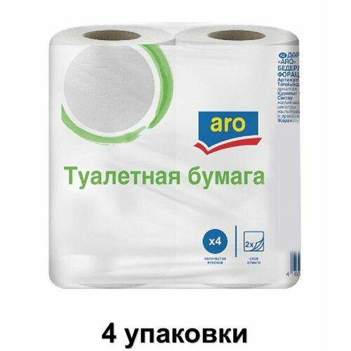 aro туалетная бумага с ароматом персиак 2 слойная 4 рулона 4 уп Aro Туалетная бумага белая 2-слойная, 4 рулона, 4 уп