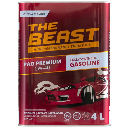 Синтетическое моторное масло THE BEAST PAO PREMIUM 0W-40 (4л)