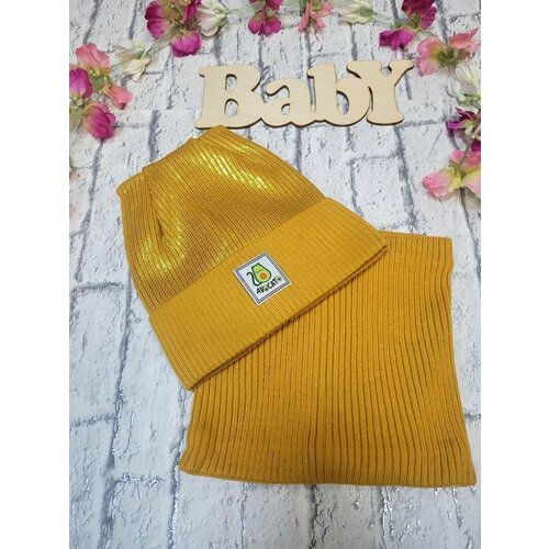 шапка atributuka Комплект бини , размер 52-54, желтый