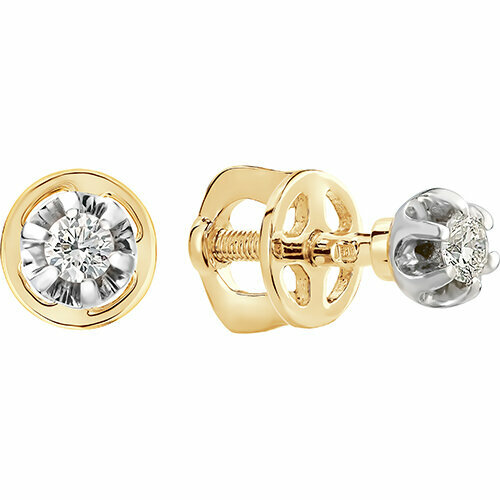 Серьги пусеты АМБЕР Пусеты, белое, красное золото, 585 проба, родирование, бриллиант, золотой