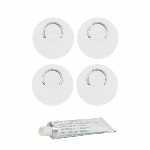 4 шт + клей Патч Рым для SUP доски с металлическим кольцом белый