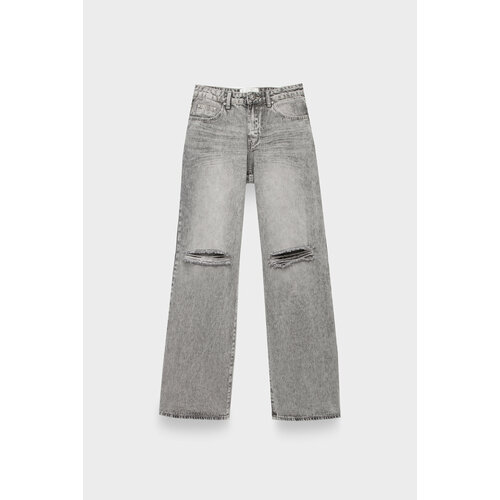фото Джинсы багги one teaspoon smoke jackson mid waist wide leg jeans, размер 25, серый