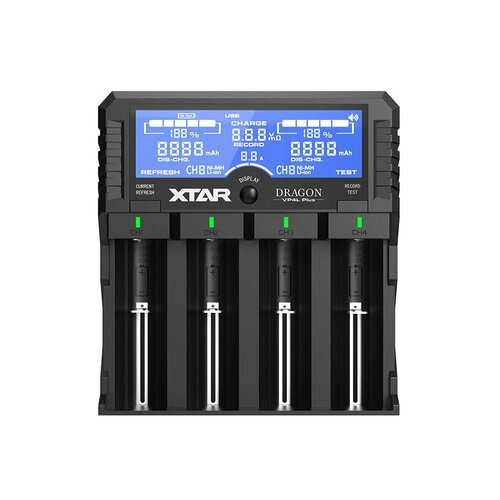 Интеллектуальное зарядное устройство XTAR VP4L DRAGON (Li-ion, IMR, INR, ICR, Ni-MH, Ni-CD) miboxer c4 12 charger 4 slot 3 0a 12amax smart battery lcd screen fast charge 18650 265650 for vp4 plus li ion imr inr icr ni pk