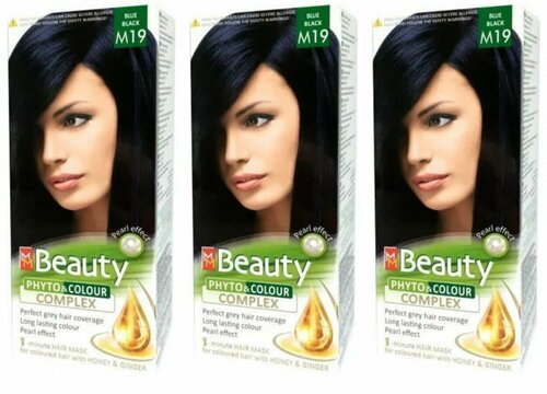 MM Beauty Краска для волос, тон M19 Иссиня-черный, 125 мл, 3 шт