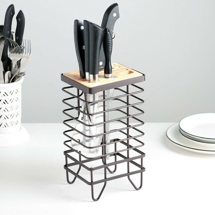 фото Подставка для ножей "Лофт", 13х10,5х23 см, цвет коричневый