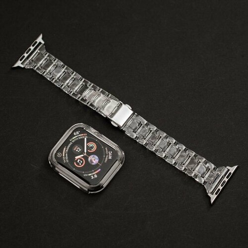 Ремешок с защитным корпусом для Apple Watch 45 мм, прозрачный бесцветный