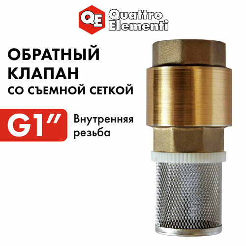 Обратный клапан QUATTRO ELEMENTI с несъемной сеткой, внутр. резьба 1", латунь