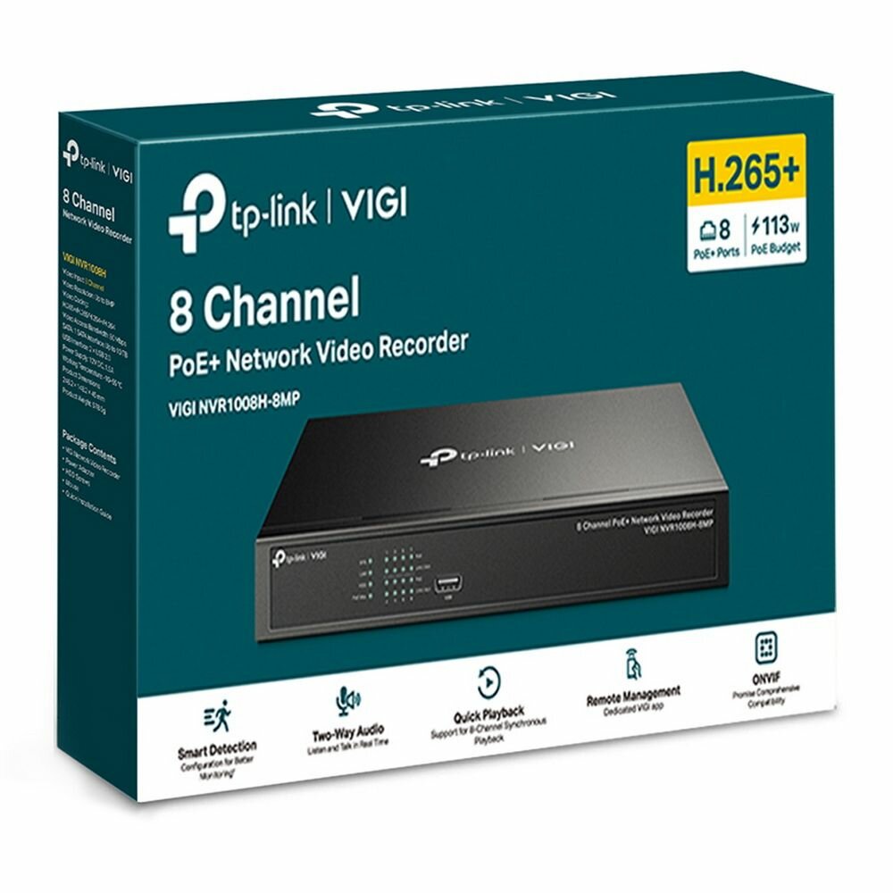 Видеорегистратор TP-Link VIGI NVR1008H-8MP VIGI с поддержкой PoE+