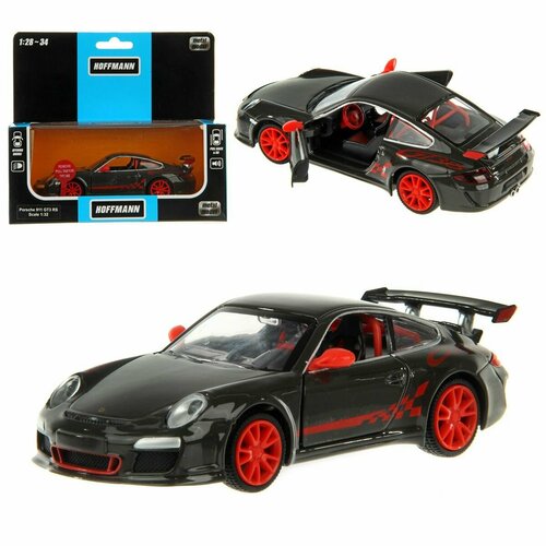 Машина металлическая Porsche 911 GT3 RS (997) инерционная со светом и звуком, 1:32, Hoffmann / Детская инерционная игрушка для мальчиков / Модель машины для детей, со световыми и звуковыми эффектами