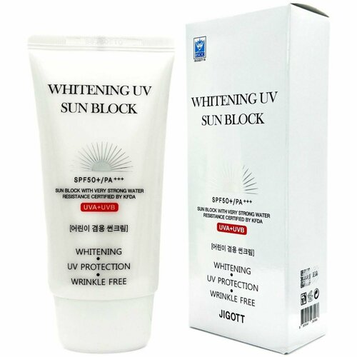 Jigott Крем солнцезащитный с эффектом осветления Whitening uv sun block cream SPF50 70 мл. jigott крем солнцезащитный с эффектом осветления whitening uv sun block cream spf50 pa 70мл