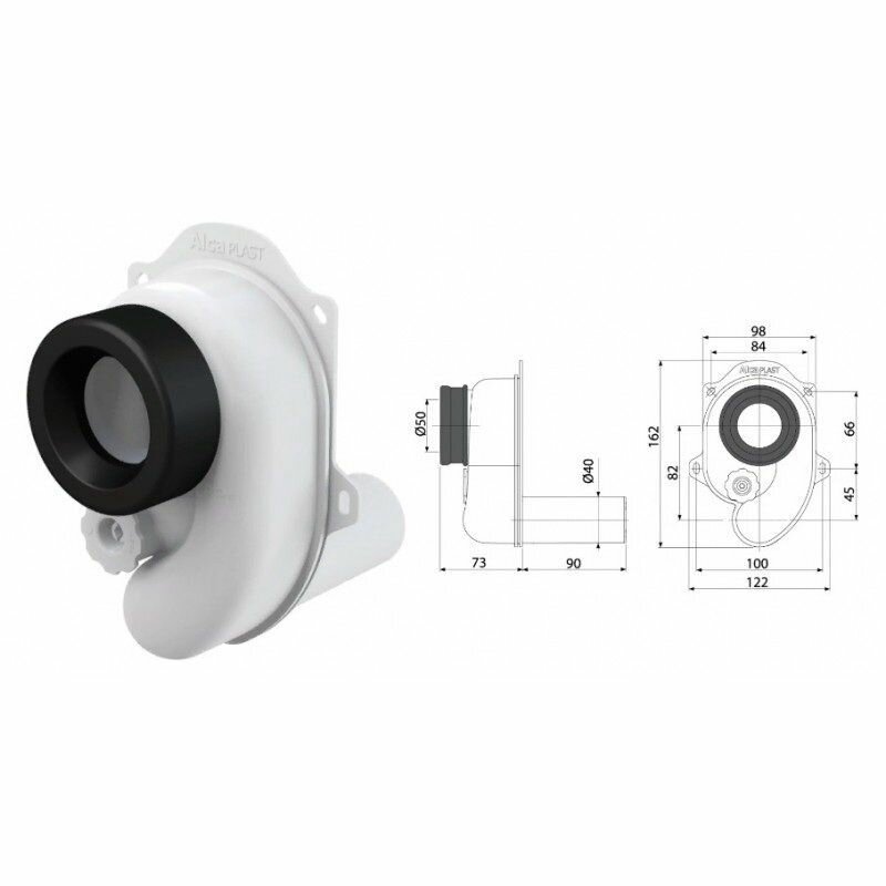 Cифон для писсуара горизонтальный AlcaPlast A45B — фото 1