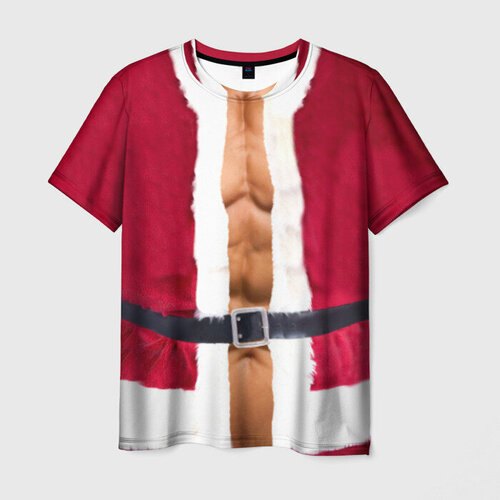 Мужская футболка 3D Костюм Деда Мороза, S (44-46), белый мужская футболка корги в шапке деда мороза s белый