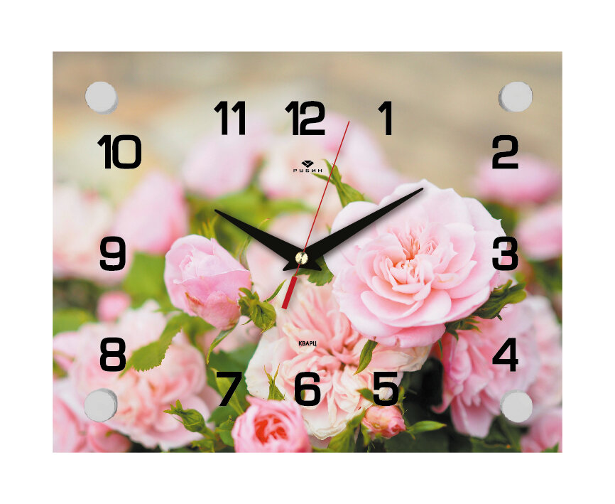 Часы настенные 2026-030 прям (20Х26) розы 21ВЕК