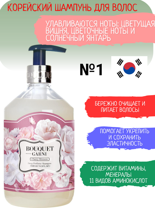 Корейский парфюмированный шампунь для волос Bouquet Garni вишня