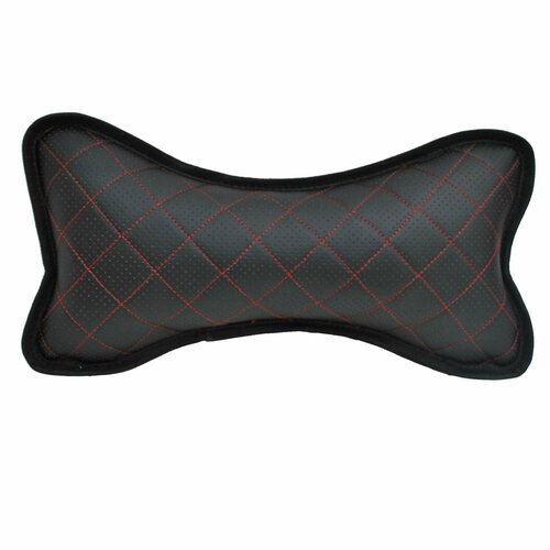 Подушка поясничная эко кожа перфорация черная красный ромб 426₽