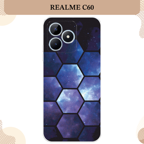 Силиконовый чехол Соты космос на Realme C60 / Реалми C60 силиконовый чехол на realme c60 реалми c60 фон соты синие