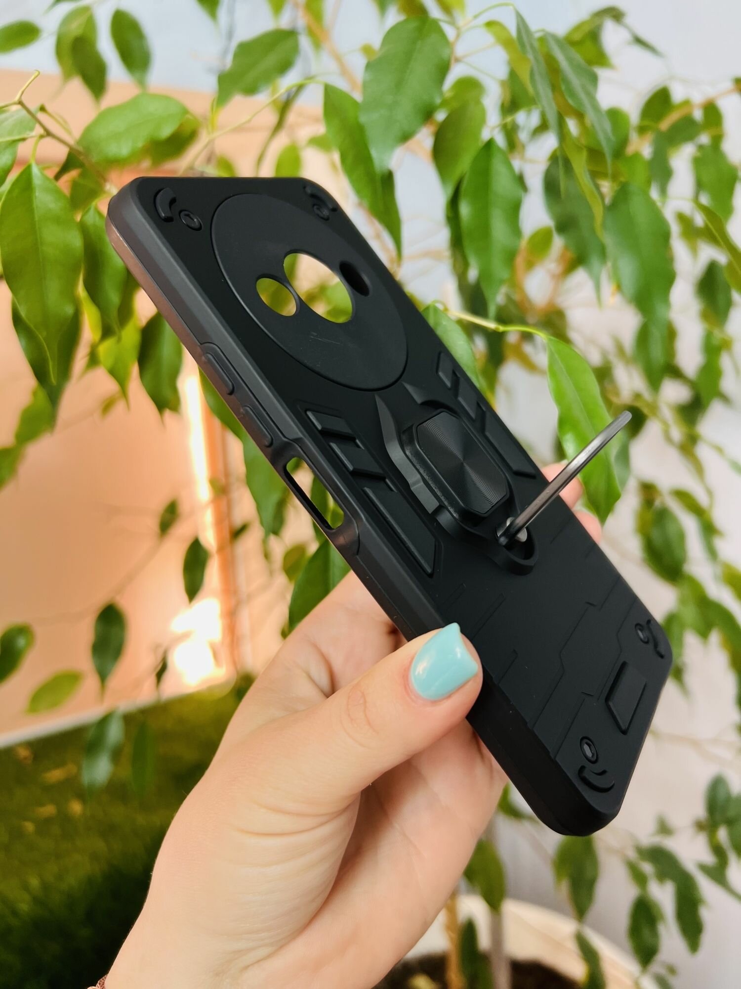 Чехол на Xiaomi Redmi A3 и A3X и Poco C61 / Редми А3 и А3Х и Поко С61 противоударный ring (Черный) — фото 1