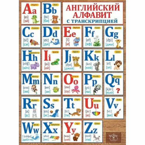 плакат английский алфавит с русской транскрипцией 34х49 см 10 шт Плакат Английский алфавит с транскрипцией, изд: Горчаков 460228994130000493