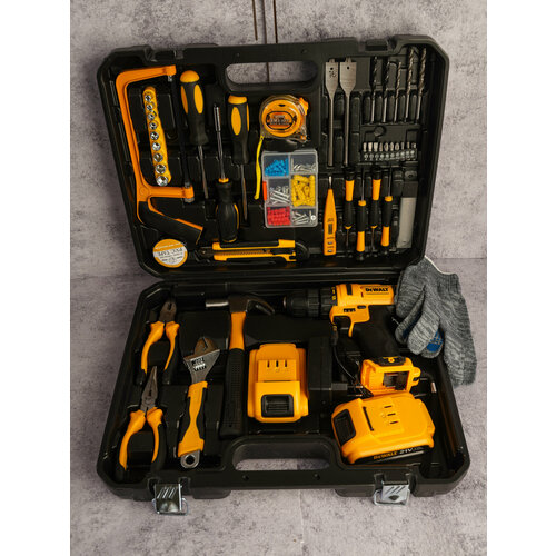 Аккумуляторный шуруповерт с набором инструментов 2 АКБ 21 В 7800₽