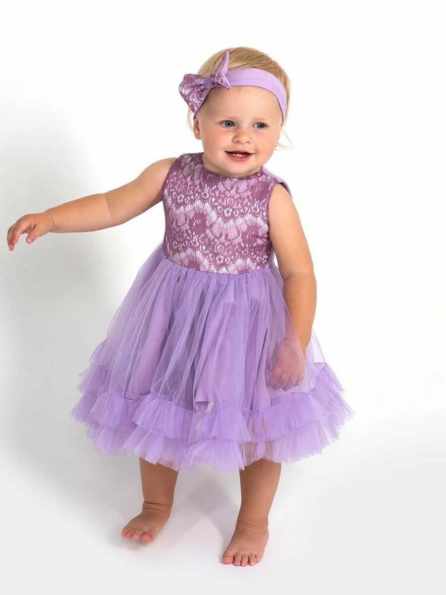 Платье TRENDYCO Kids фотосессия размер 86 сиренево-голубой