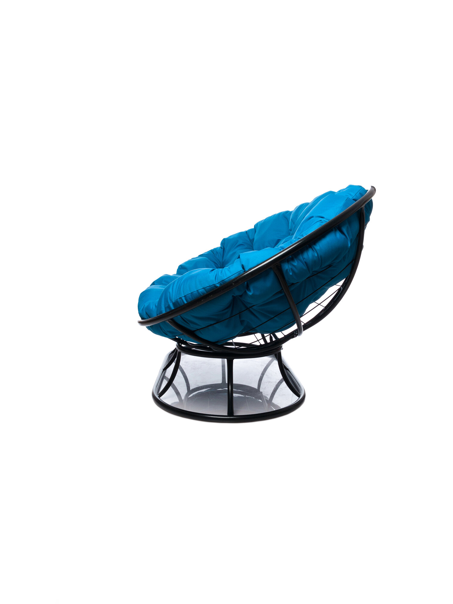 Диван мамасан без ротанга чёрное, голубая подушка — фото 1