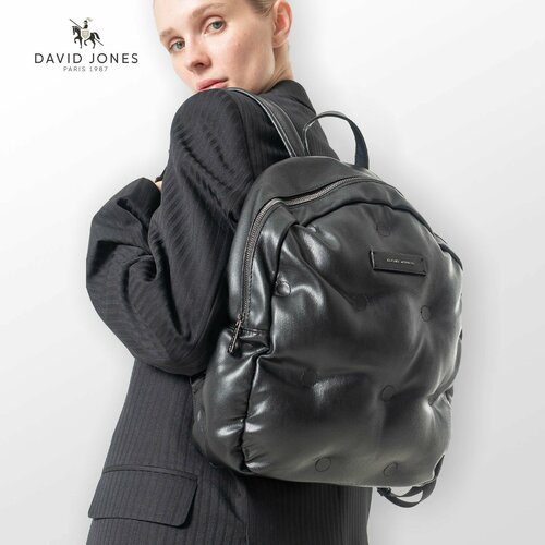 Рюкзак мессенджер DAVID JONES, фактура зернистая, черный роскошные женские рюкзаки 2022 женские дорожные сумки через плечо из мягкой кожи высококачественные школьные сумки для девочек сумки