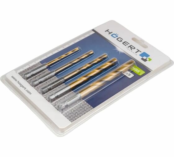 Набор сверл по металлу с шестигранным хвостовиком 1/4, 4, 5, 6, 8, 10мм, стальHSS Hoegert Technik - фото №8