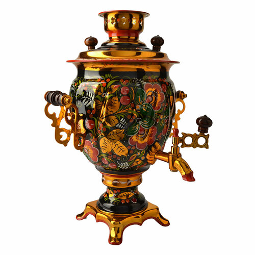 Самовар электрический 3 литра с автоотключением худ росписью Аленький цветочек формы Жёлудь 14841₽