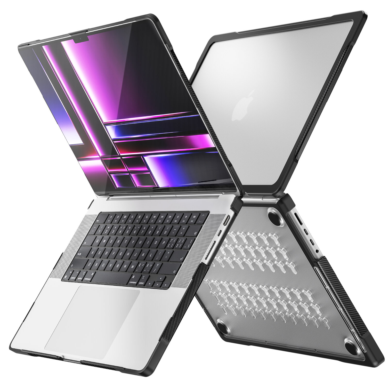 Противоударный бампер ShockProof HardShell Case для ноутбука, чехол-накладка для MacBook для MacBook Pro 16 M1 2021 (A2485), M2 2023 (A2780), M3 2023 (A2991), Цвет: Прозрачный матовый