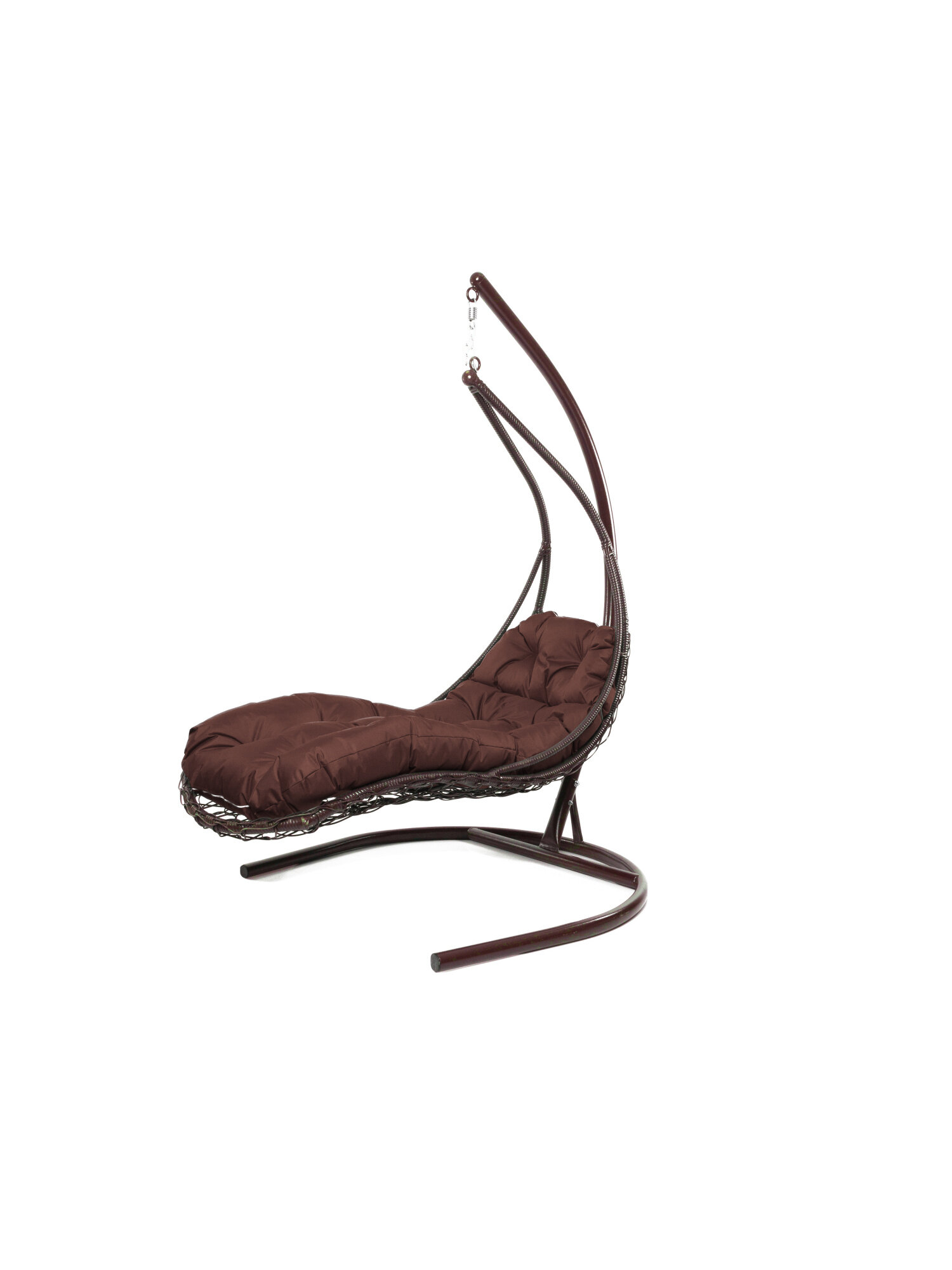 Подвесное кресло M-group лежачее с ротангом коричневое коричневая подушка
