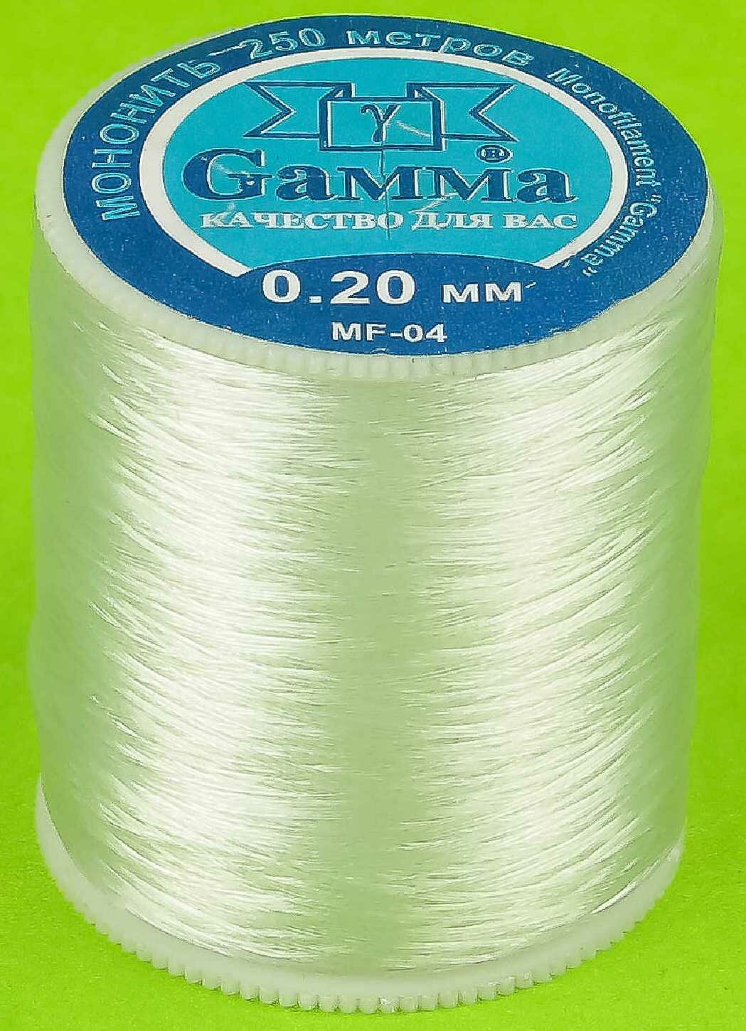 Нитки мононить Gamma, 0,20мм, 250м, белый, 1шт