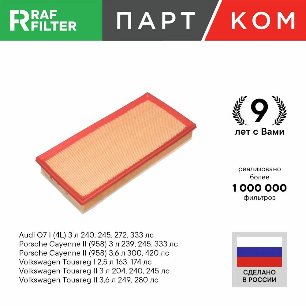 Фильтр воздушный RAF Filter AF123 (зимний) (аналог RST7P0129620A) для AUDI Q7 LAND ROVER Range Rover III PORSCHE Cayenne I Volkswagen Touareg II