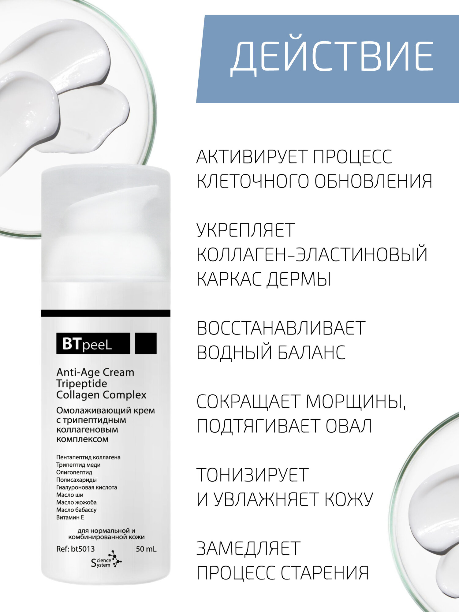 Картинки BTpeeL Омолаживающий крем с трипептидным коллагеновым комплексом, 50 мл