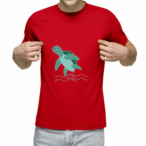 Футболка Us Basic, размер M, красный мужская футболка черепаха водная красная мультяшная xl синий