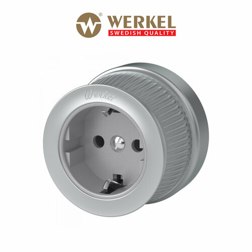 Розетка с заземлением Werkel Ретро WL19-10-01 матовый хром IP20